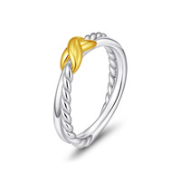   Tren Herbst/Winter Gold Edelstahl Kreuz Damen Hochwertiger Ring mit Gewebemuster-Einlage für Geschenk & Party