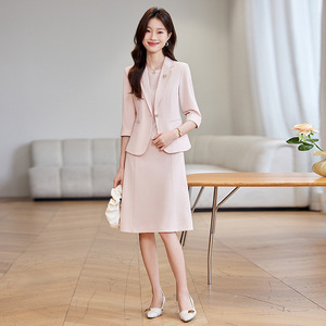 Yellow Women's Suit Set Two Piece Blazer Dress Solid Color Anti-Wrinkle Office Commuting Elegant Formal Wear - Product Image 4