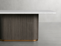 Table à manger haut de gamme au design moderne et rectangulaire de luxe avec plateau en marbre et base en bois 6 sièges