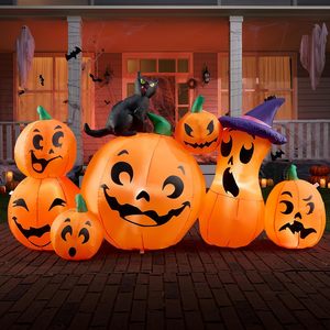 Ballon gonflable citrouille d'Halloween en nylon pour décoration extérieure, facile à installer, imperméable et résistant au soleil, pour événements festifs - Product Image 3