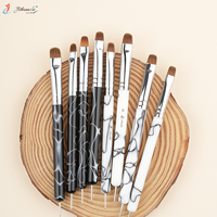 Pinceles Franceses con Diseño de Mármol Negro/Blanco Yihuale, Doble Punta, para Decoración de Uñas, Pintura con Diamantes de Imitación, Herramientas para Manicura DIY