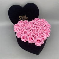 Boîte cadeau en carton recyclé en forme de cœur pour la Saint-Valentin, impression dorée, option personnalisée, emballage de fleurs de rose longue durée