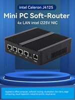 Komputer Mini Tanpa Kipas XCY J4125 Prosesor Quad Core 6 USB 4 LAN Barebone dengan Slot SIM Mendukung Modul 4G