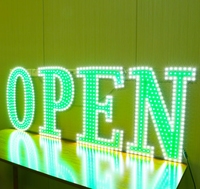 30*10 pouces, décoration murale de signe électronique ouvert de LED pour la fenêtre de vente au détail de restaurant de salon d'hôtel de bar de café, blanc, vert, couleur de drapeau