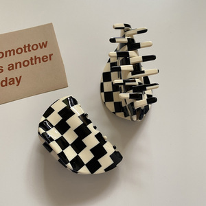Ins màu đen và trắng checkerboard Memphis kẹp tóc tấm tóc Cá Mập Clip tóc Claw Clips đối với phụ nữ Box Set - Product Image 4