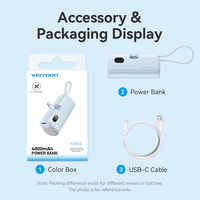 Banque d'alimentation portable Vention Mini pliable avec écran LED 4800mAh