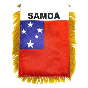 Mini Bandera con Borlas, Bandera Colgante de Poliéster para Espejo Retrovisor de Coche, Decoración con la Bandera Nacional de Samoa - Product Image 1