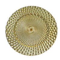 Plaques de présentation rondes en plastique de luxe de 13 pouces Plaques de banquets en polypropylène PP plumes de paon pour la maison ou les mariages