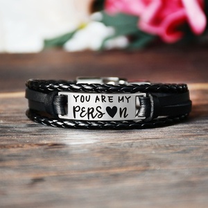 Braccialetto in pelle da <span class=keywords><strong>uomo</strong></span> <span class=keywords><strong>di</strong></span> lusso in acciaio inox argento oro nero placcato fibbia tu sei il mio braccialetto da <span class=keywords><strong>uomo</strong></span> amante del sole per gli uomini - Product Image 5