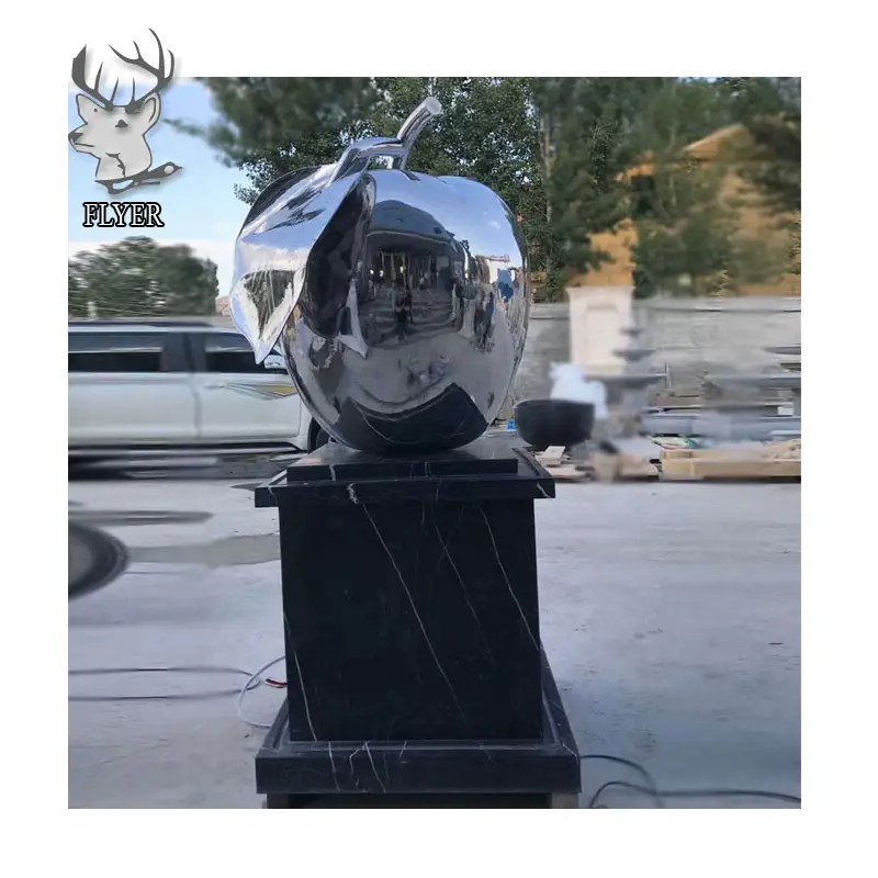 Modern Art Customized Metal Polished Stainless Steel 304 Apple Statue Garden Apple Stainless Steel Statue