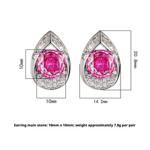 Simple Fashion Jewelry Eco-friendly Copper Rose Cut 10*10mm Pink Zircon Teardrop <b>Earrings</b> for Delicate Daily Wear - Product Image 2