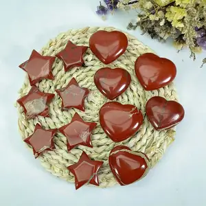 wholesale high quality healing stones natural red jasper quartz crystal heart star for Reiki