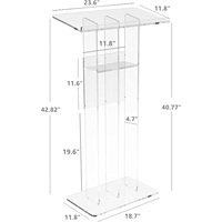 Pupitre transparent en plexiglas à podium transparent facile à assembler pour événement, mariage, débat, discours, école