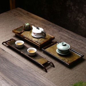 Bamboo Purple Rock <b>Tea</b> Tray With Lid Flat Ceramic <b>Tea</b> <b>Set</b> For Gongfu <b>Tea</b> Ceremony Accessories Afternoon <b>Tea</b> - Product Image 1