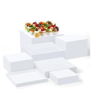Juego de cubos de exhibición de acrílico blanco personalizado, elevadores de buffet de catering de 5 lados, soporte de exhibición de comida giratorio para fiesta de boda, estante de <span class=keywords><strong>ropa</strong></span> - Product Image 5