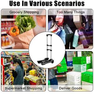 Chariot de transport pliable portable à tige télescopique 1 pièce pour bagages, courses, transport de marchandises, camping et voyages en extérieur - Product Image 6