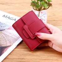 Dompet wanita Korea versi baru warna polos dengan tali serut, diskon 30%, dompet koin wanita, clutch, dompet pendek pelajar, model tipis