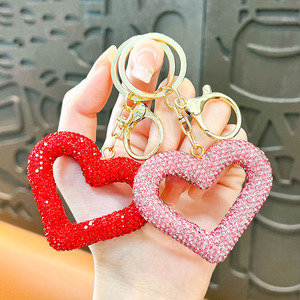 Luxury <b>Women</b> Gift Crystal Bling Rhinestone Heart Keychain Bag Car Charm Pendant Diamond Key Chains Heart <b>Keyring</b> Girly Keychain - Product Image 3