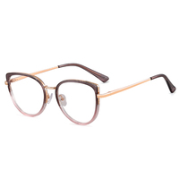 Partagas Lunettes de vue œil de chat TR90 de haute qualité avec dégradé de couleurs et anti-lumière bleue Lunettes à monture optique pour femmes