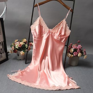 Camisón Sexy de Satén Suave para Mujer, Lencería de Encaje, Ropa de Dormir de Color Sólido, Vestidos Cortos Envolventes para Mujer - Product Image 5