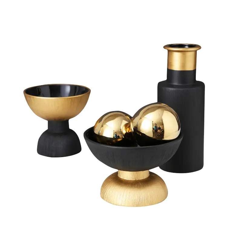 Black Gold Ceramic Comport Decoration Living Room Creative Elegant Home Ornaments