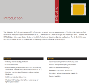 Bridgelux BXEN-50E-11M-39A 0.5W 2.9V SMD 2835ชิป LED MID Power 5000K Cool White CRI 70/80/90 120มุมมองหรี่แสงได้ - Product Image 2