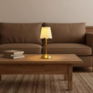 Modern American-style Dome Lampshade Battery-Powered <b>Touch</b> Control Dimmable LED Table <b>Lamp</b> Metal Base for Hotel/Restaurant Room - Product Image 4