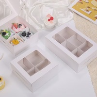 Boîte d'emballage pour mini-gâteaux en carton blanc transparent avec fenêtre, design personnalisé gratuit, logo sur mesure