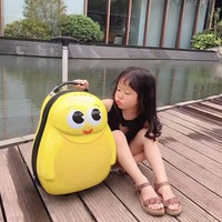 Valise à roulettes pour enfants avec motif d'animaux de dessin animé, mignonne, 16 pouces, en ABS, roulettes fixes, unisexe