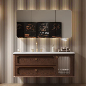 Medieval style bathroom cabinet slate ceramic seamless integrated basin wash basin wash basin cabinet - Product Image 6