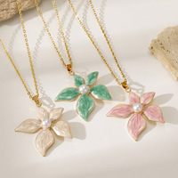 Boucles d'oreilles clous en acier inoxydable Cenda Factory, perles florales et émail, pour femmes, vente en gros