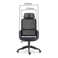 Chaise de bureau ergonomique moderne en maille avec siège pivotant réglable en hauteur et accoudoirs fixes pour espace de travail