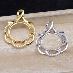 Pendentif en argent S925 avec motif floral et perle Mabe 15,2-15,4 mm, accessoires de bijoux DIY, ton or et argent - Product Image 3