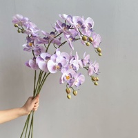 Anggrek Phalaenopsis Buatan Tangan dari Lateks Real Touch, Batang 81cm, 7 Kepala, Dekorasi Vas Tengah Meja, Pernikahan, Hari Ibu