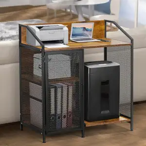 Modern Style Horizontal File Cabinet Decorative Shelf With Power Outlet USB Port Shredder Shelf