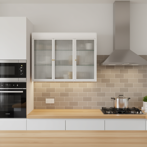 Armoire murale en verre blanche à 3 portes D0100XUIIUW pour rangement de cuisine - Product Image 2