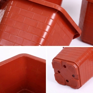 Pot de fleurs hexagonal couleur terre cuite, design brique embossée, avec drainage, pour pépinière et jardin, grande taille, directement de l'usine - Product Image 5