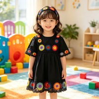 Ruban en tissu ethnique multicolore style bohème, à motif carré granny, garniture en dentelle au crochet, tissé ajouré géométrique, pour vêtements, sacs, chapeaux et artisanat DIY