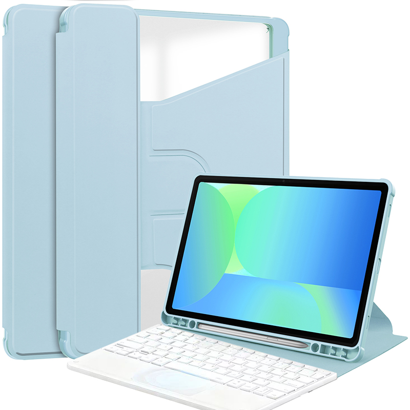 เคสสีน้ำเงินน้ำแข็ง + คีย์บอร์ดสีขาว