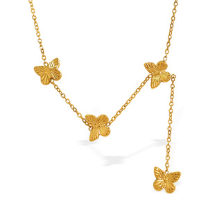 Collier à pampilles papillon en alliage de zinc doré, chaîne de clavicule pour femmes, cadeau pour occasion spéciale XL322 - Product Image 5