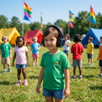 Casque sans fil OMFox de haute qualité, intelligent, supra-auriculaire, 3 canaux, Silent DISCO, pour enfant, adolescent, camping