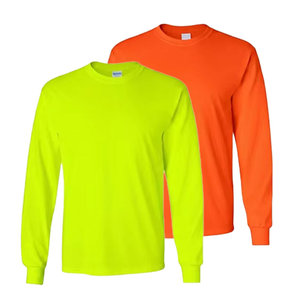 Camisetas de Alta Visibilidad Amarillo Fluorescente de Poliéster, Secado Rápido para Verano, Ropa de Trabajo Transpirable para Construcción, Camiseta de <span class=keywords><strong>Manga</strong></span> <span class=keywords><strong>Larga</strong></span> - Product Image 1