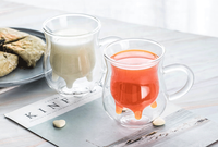 Tasse à café en verre borosilicate transparente faite à la main résistante à la chaleur tasse en verre de lait de vache à double paroi