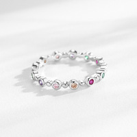 Ada Jewelry Anillos de Plata 925, Diseño Exquisito, Anillo de Plata de Ley 100% con Circonita Arcoíris para el Dedo Índice