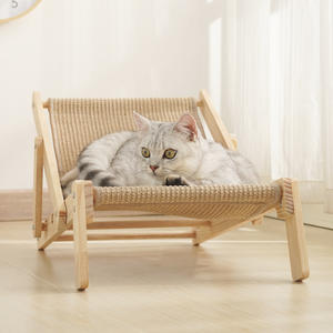 Juguete para Mascotas, Cojín Plegable para Interiores, Rascador, Silla de Descanso para Gatos Reemplazable, Cama para Gatos de Madera Maciza con Cuerda de Cáñamo Integrada - Product Image 3