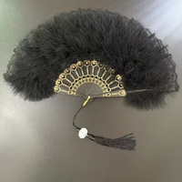 Éventail pliant classique élégant pour femme, en dentelle et plumes, artisanat fait main, style ancien asiatique, en plastique durable