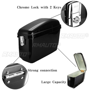 1 Par de Maletas Laterales Universales para Motocicleta de 30L, Negras/Blancas, Caja Rígida para Tanque de Combustible, Alforjas para Harley Honda - Product Image 2