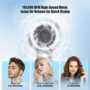 Secador de Pelo Iónico Profesional de Alta Velocidad con Control Inteligente de Temperatura de 110000 RPM para el Cuidado del Cabello - Product Image 3