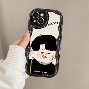 Bella ragazza e ragazzo stampa bordo d'onda morbido TPU Cover posteriore del telefono per Iphone 6 7 8 X Xr XS 11 12 13 14 15 16 17 Pro Max - Product Image 3