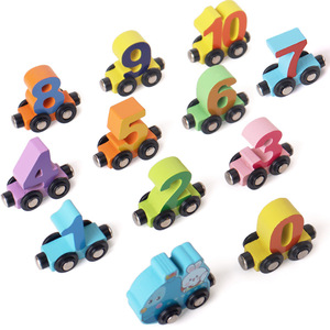 Colorato blocchi di costruzione in legno piccolo treno assemblare giocattolo con lettere numeri treno illuminazione blocchi giganti realizzati in legno resistente - Product Image 5